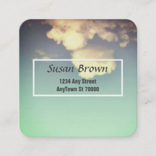 pretty blue sky with clouds photo art custom square business card