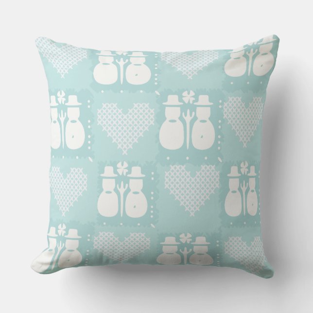 Pretty Blue Snowman  Cushion (Front)