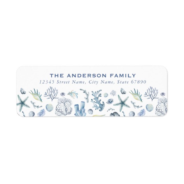 Pretty Blue Under the Sea Return Address Labels (Front)