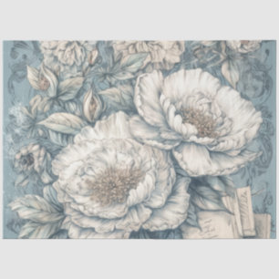 Pretty Blue Vintage Inspired Floral Decoupage Tissue Paper