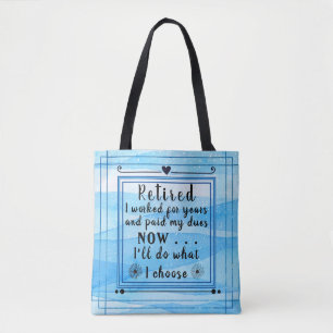 Pretty Blue Watercolor Happy Retirement Tote Bag