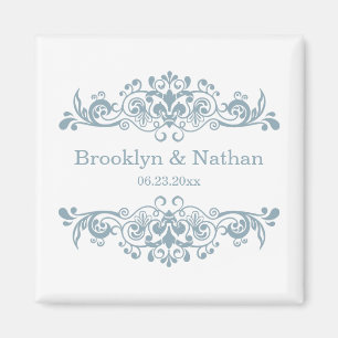 Pretty Blue Wedding Favour Magnet