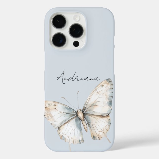 Pretty Blue White Butterfly Floral   Case-Mate iPhone Case (Back)