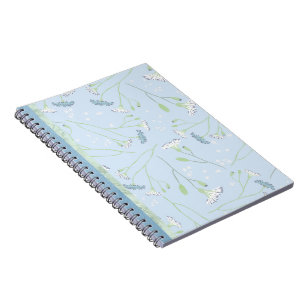 Pretty Blue White Daisies with Soft Greenery Notebook