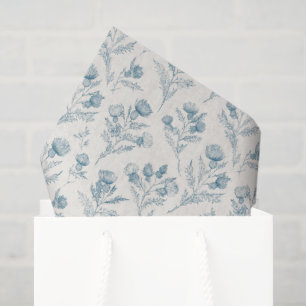 Pretty Blue White Floral Wedding Tissue Paper