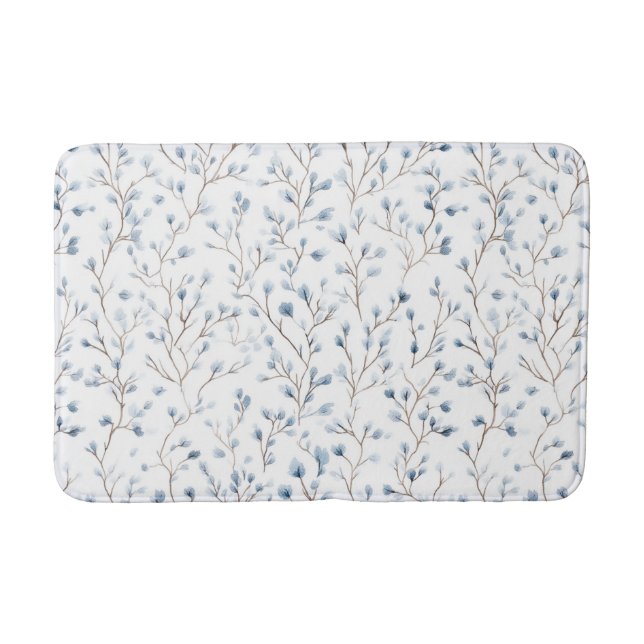 Pretty Blue White Flowers   Bath Mat (Front)