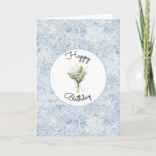 Pretty Blue White Flowers Birthday Card