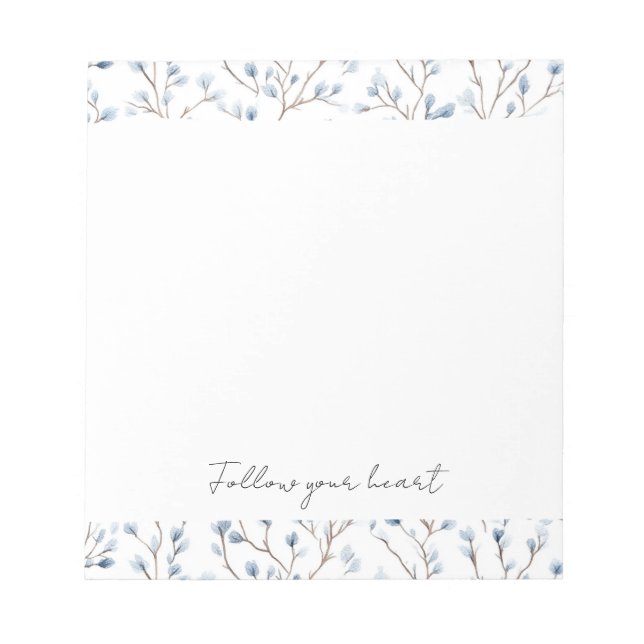 Pretty Blue White Flowers Notepad (Front)