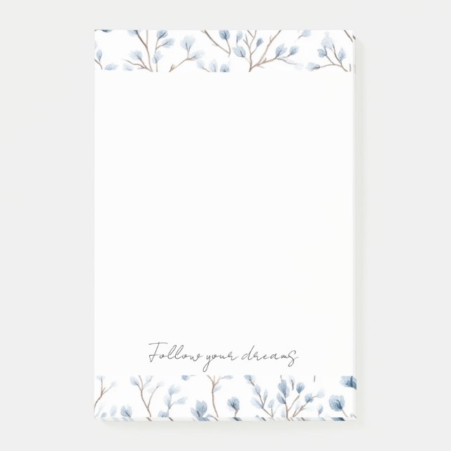 Pretty Blue White Flowers Post-it Notes (Front)