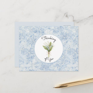 Pretty Blue White Flowers Thinking of you Postcard