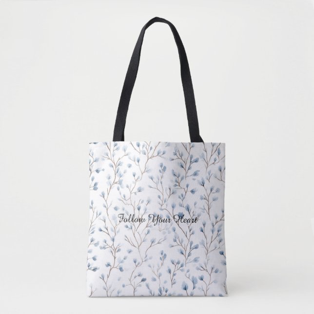 Pretty Blue White Flowers Tote Bag (Front)