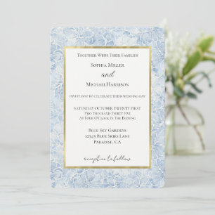 Pretty Blue White Flowers Wedding Invitation