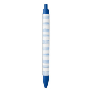 Pretty Blue White Plaid Stripes Bridal Shower Black Ink Pen