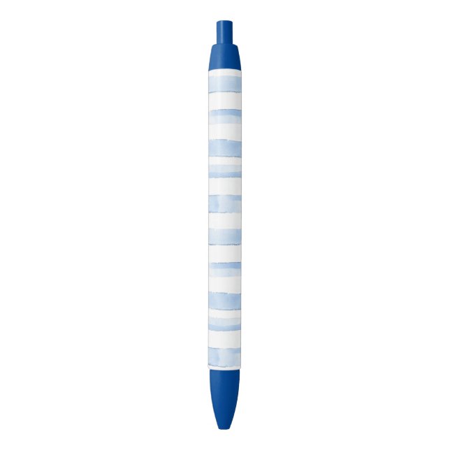 Pretty Blue White Plaid Stripes Bridal Shower Black Ink Pen (Front Vertical)