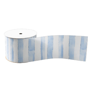 Pretty Blue White Plaid Stripes Bridal Shower Grosgrain Ribbon