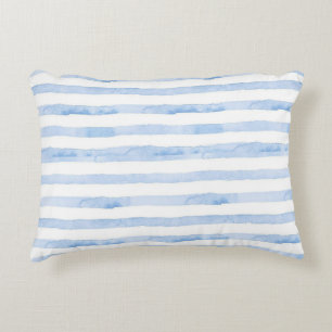 Pretty Blue White Striped Pattern Decorative Cushion