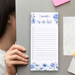 Pretty Blue Wildflower Personalised To Do List Magnetic Notepad<br><div class="desc">Pretty wildflower to do list to personalise with your name. This watercolor floral design has a border of wild flowers in shades of blue with hand lettered typography. Designed as a to do list,  the notepad features ruled lines and checkboxes to help keep your lists in good working order.</div>