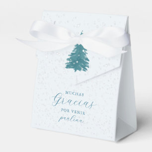 Pretty Blue Winter Gracias Thank You Quinceanera Favour Box