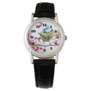Pretty Blue & Yellow Bird on a Branch Photograph Watch