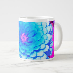 Pretty Blue Zinnia in the Purple Summer Garden Large Coffee Mug