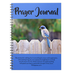 Pretty Bluebird On Fence Prayer Journal