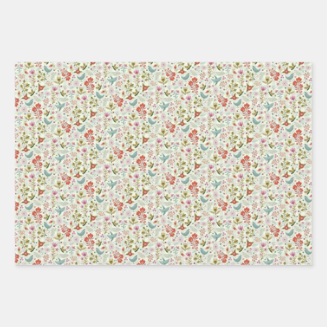 Pretty bluebirds wrapping paper (Front 3)