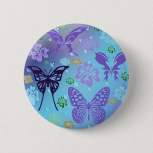 Pretty Blues Butterflies 6 Cm Round Badge