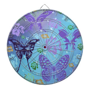 Pretty Blues Butterflies Dartboard