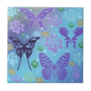 Pretty Blues Butterflies Tile