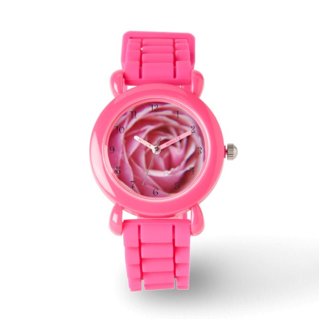 Pretty Blur water drop on pink rose petals art Watch (Front)