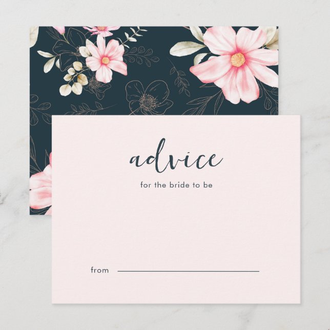 Pretty Blush Bridal Shower Advice for the Bride Card (Front/Back)