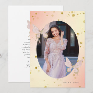 Pretty Blush Butterfly Thank You Photo Invitation