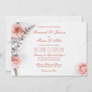 Pretty Blush Carnation Flowers Floral Invitation