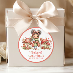 Pretty Blush Fairy Floral Birthday Thank You  Classic Round Sticker