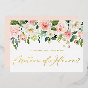 Pretty Blush Flower Will You Be My Matron of Honou