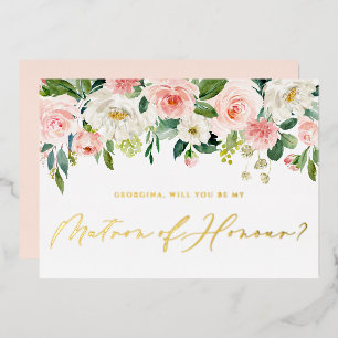 Pretty Blush Flowers Be My Matron of Honour