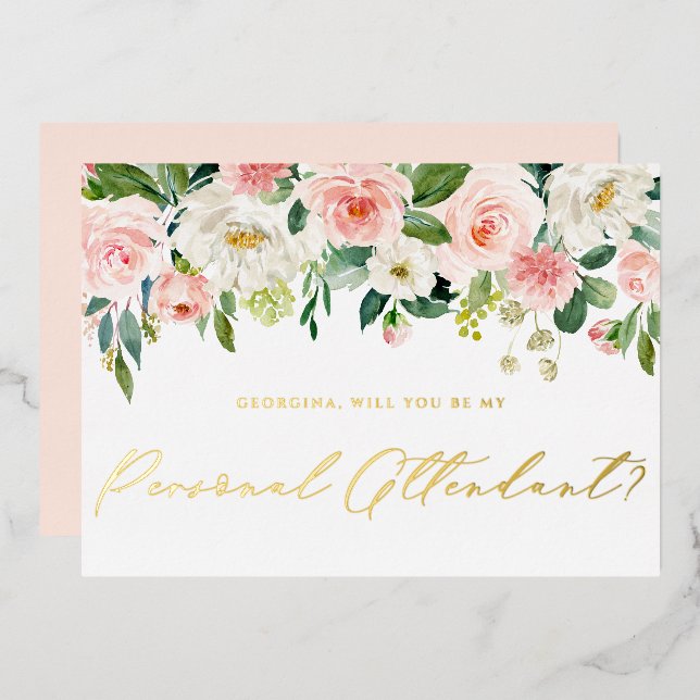 Pretty Blush Flowers Be My Personal Attendant (Front/Back)