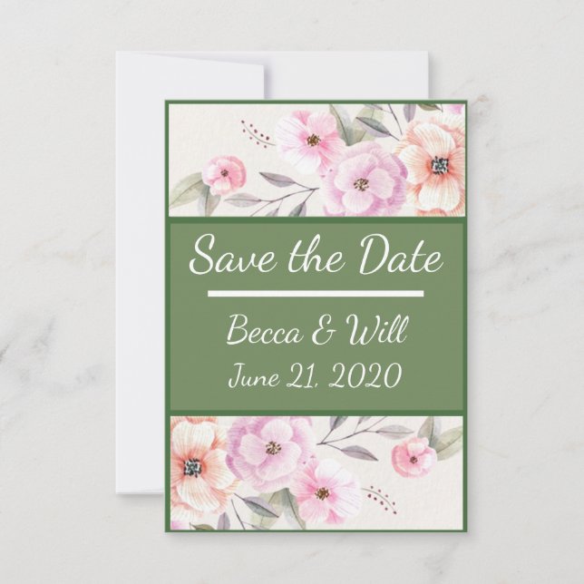 Pretty Blush Flowers Save The Date (Front)