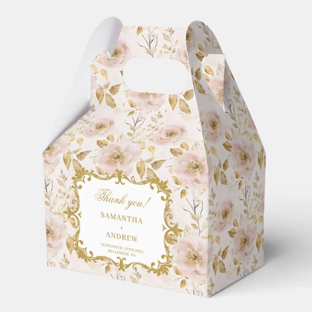 Pretty Blush Gold Wedding Favour Box with Elegant (Pretty Blush Gold Wedding Favor Box with Elegant)