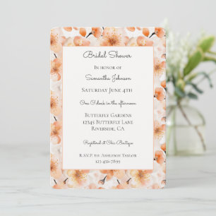 Pretty Blush Peach Flowers Bridal Shower Invitation