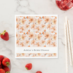 Pretty Blush Peach Flowers Bridal Shower Napkin