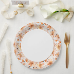 Pretty Blush Peach Flowers Bridal Shower Paper Plate