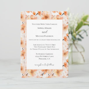 Pretty Blush Peach Flowers Wedding Invitation