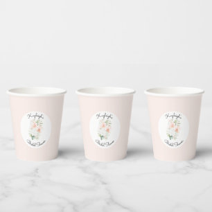  Pretty Blush Peach Orchid Flowers Bridal Shower  Paper Cups