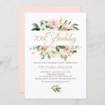 Pretty Blush Peony Floral Frame 70th Birthday Invitation<br><div class="desc">Pretty floral 70th birthday party invitation. It features watercolor floral frame of peach-pink peonies,  daisies and roses with greenery accents. Personalise by adding names,  date,  time and other details. This blush floral invitation is perfect for spring and garden birthday parties.</div>