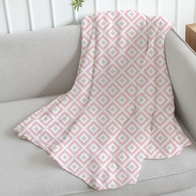 Pretty Blush Pink and Beige Pattern Fleece Blanket (Creator Uploaded)