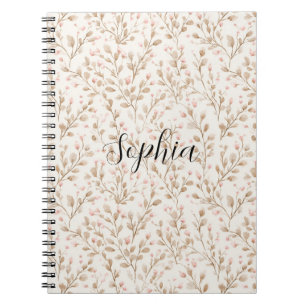 Pretty Blush Pink Cream Floral  Notebook