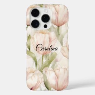 Pretty Blush Pink Cream Tulips Floral  iPhone 16 Pro Case