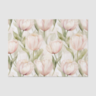 Pretty Blush Pink Cream Tulips Floral Wedding Tissue Paper