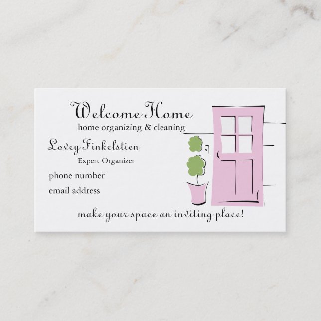 Pretty Blush Pink Door Appointment Card (Front)